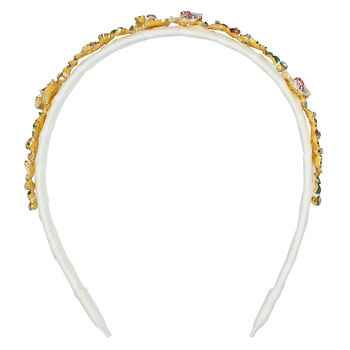 Girls White Floral Embellished Hairband