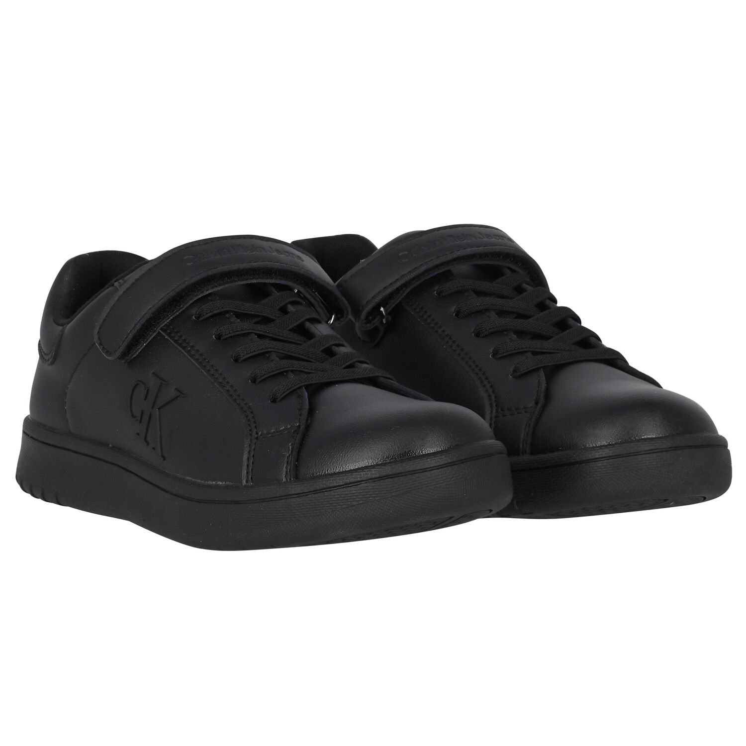 Boys Black Logo Trainers, 1, hi-res