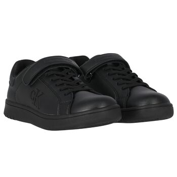 Boys Black Logo Trainers