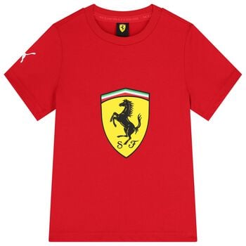 Boys Red Ferrari Logo T-Shirt