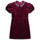 Girls Burgundy Velvet Dress, 1, hi-res