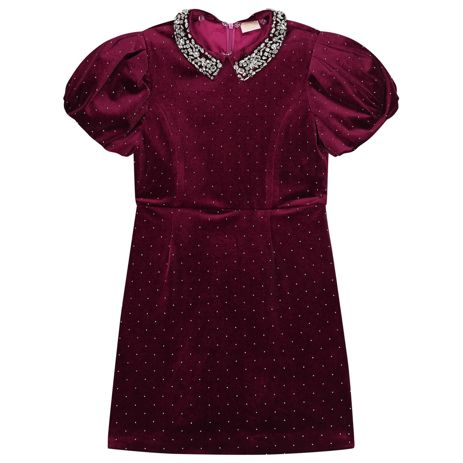 Girls Burgundy Velvet Dress, 1, hi-res