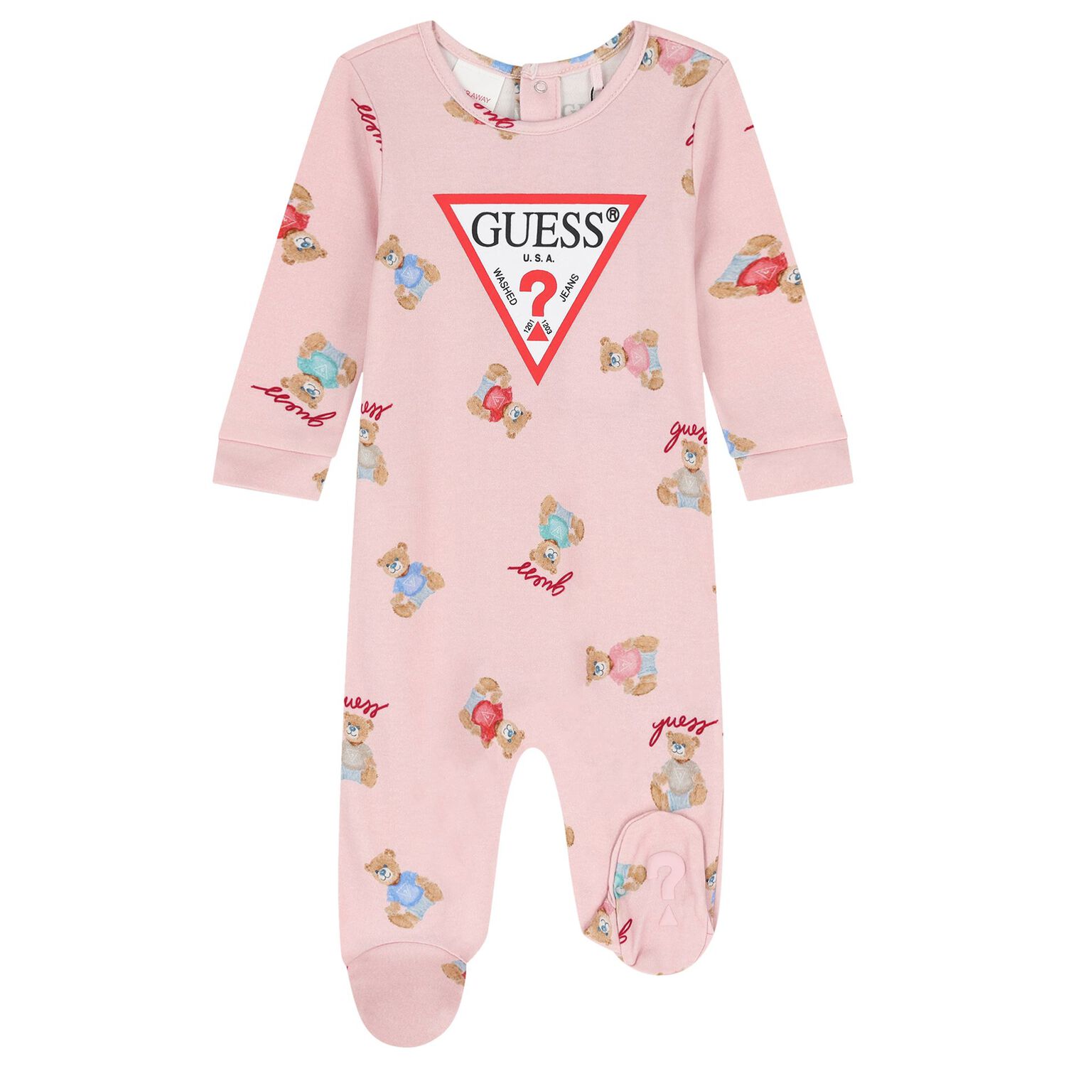 Baby Girls Pink Logo Teddy Bear Babygrow, 2, hi-res