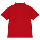 Boys Red Teddy Bear Polo Shirt, 1, hi-res