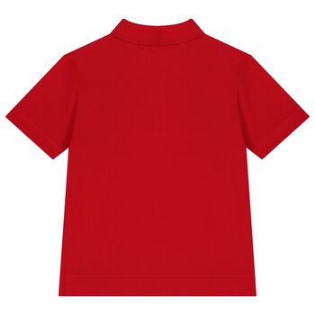 Boys Red Teddy Bear Polo Shirt