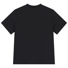 تيشيرت بنات بالشعار باللون الاسود, 2, hi-res