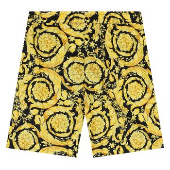 Boys Black & Gold Barocco Shorts
