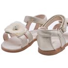 Girls Gold Flower Sandals, 1, hi-res