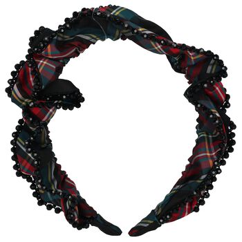 Girls Green & Red Tartan Lavinia Beaded Headband