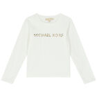 Girls Ivory Logo Long Sleeve Top, 3, hi-res