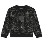 Boys Black Logo Sweatshirt, 1, hi-res