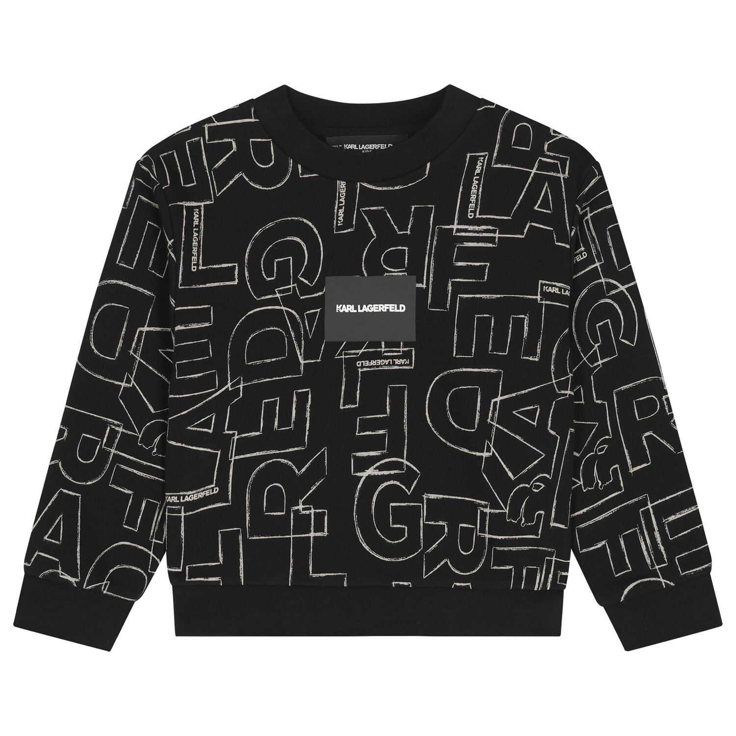Boys Black Logo Sweatshirt, 1, hi-res