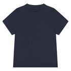 Younger Boys Navy Blue Logo T-Shirt, 2, hi-res