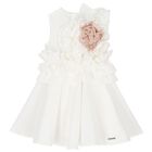 Girls White Ruffle Dress, 2, hi-res