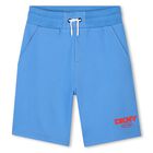 Boys Blue Logo Shorts, 1, hi-res