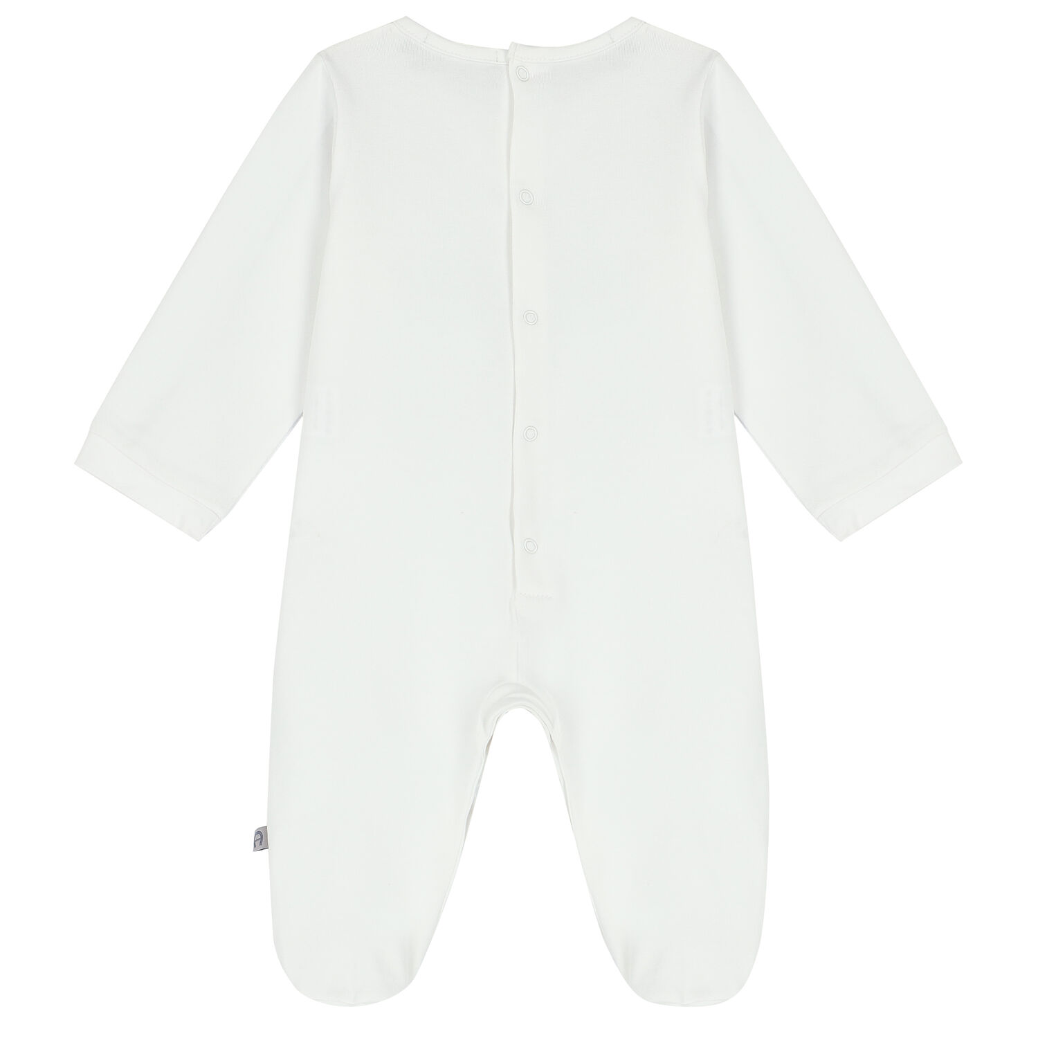 White & Navy Logo Babygrow, 1, hi-res