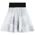 Girls White & Silver Logo Skirt, 1, hi-res