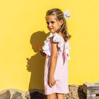Girls Pink Bow Dress, 1, hi-res