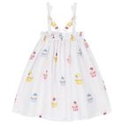 Girls White Cupcakes Beach Dress, 2, hi-res