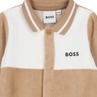 Baby Boys Beige & White Logo Babygrow, 3, hi-res