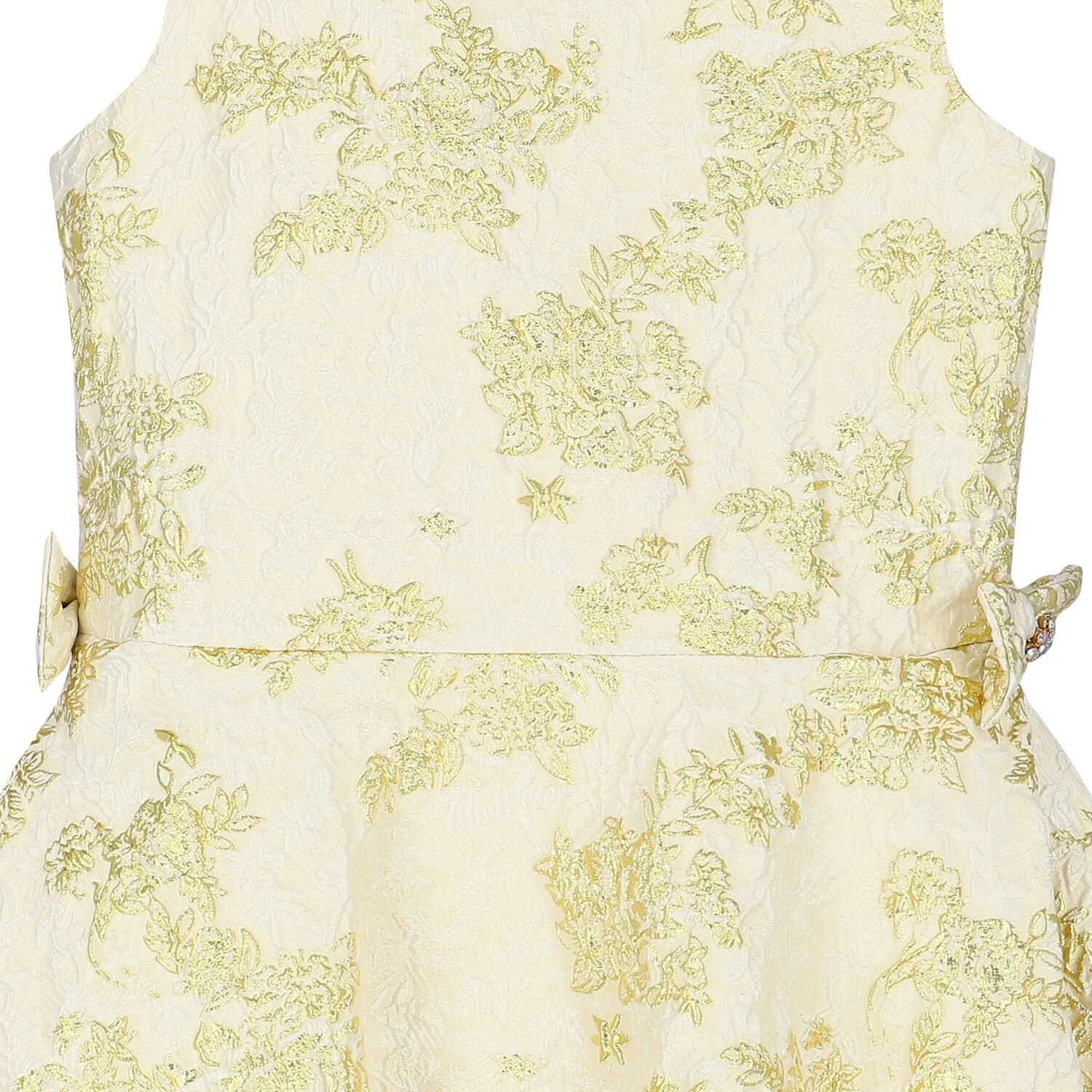 Girls Ivory & Gold Brocade Dress, 1, hi-res image number null