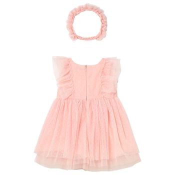 Younger Girls Coral Tulle Dress Set