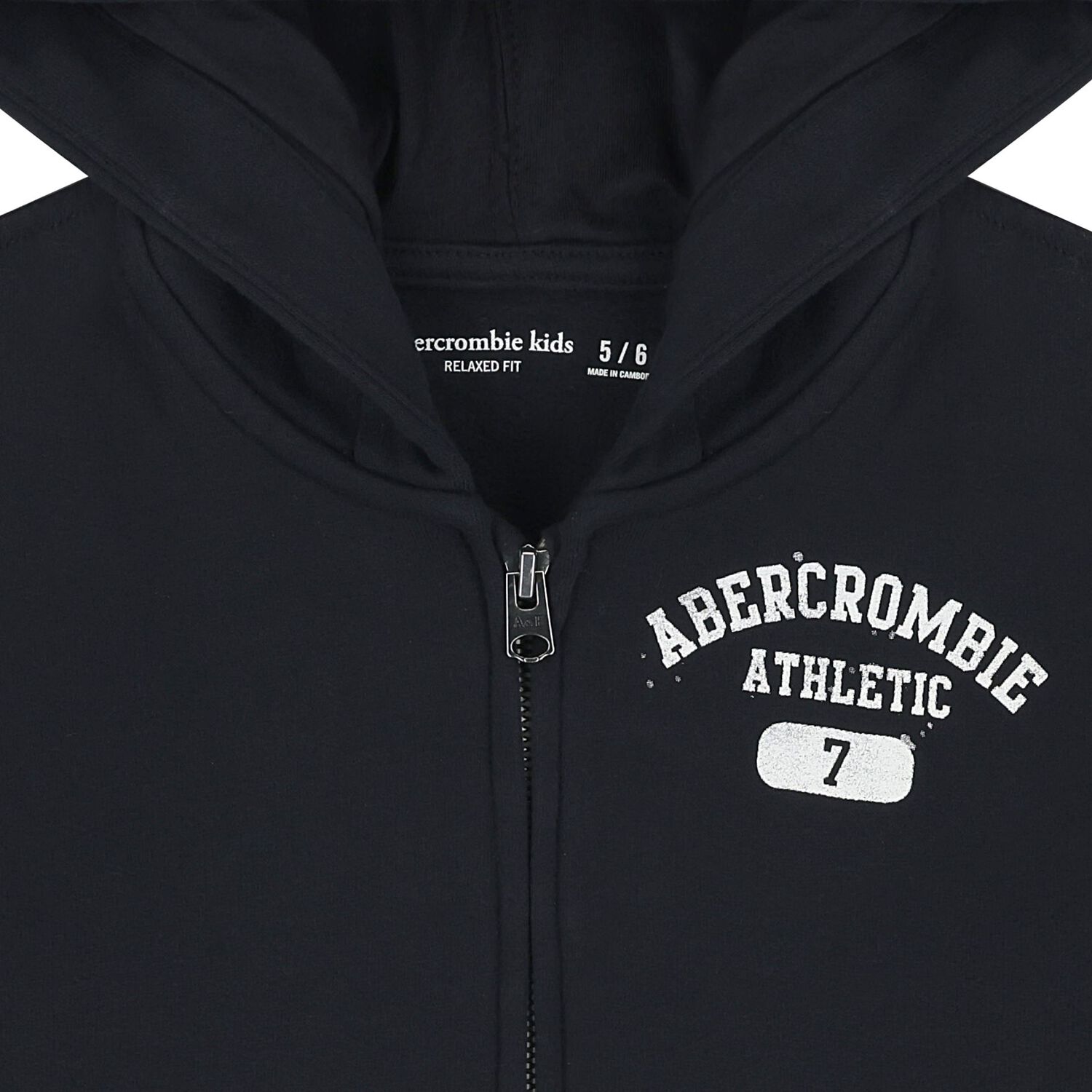 Boys Navy Blue Logo Hooded Zip Up Top, 1, hi-res