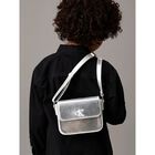 Girls Silver Leather Handbag, 1, hi-res