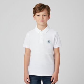 Boys White Logo Polo Shirt