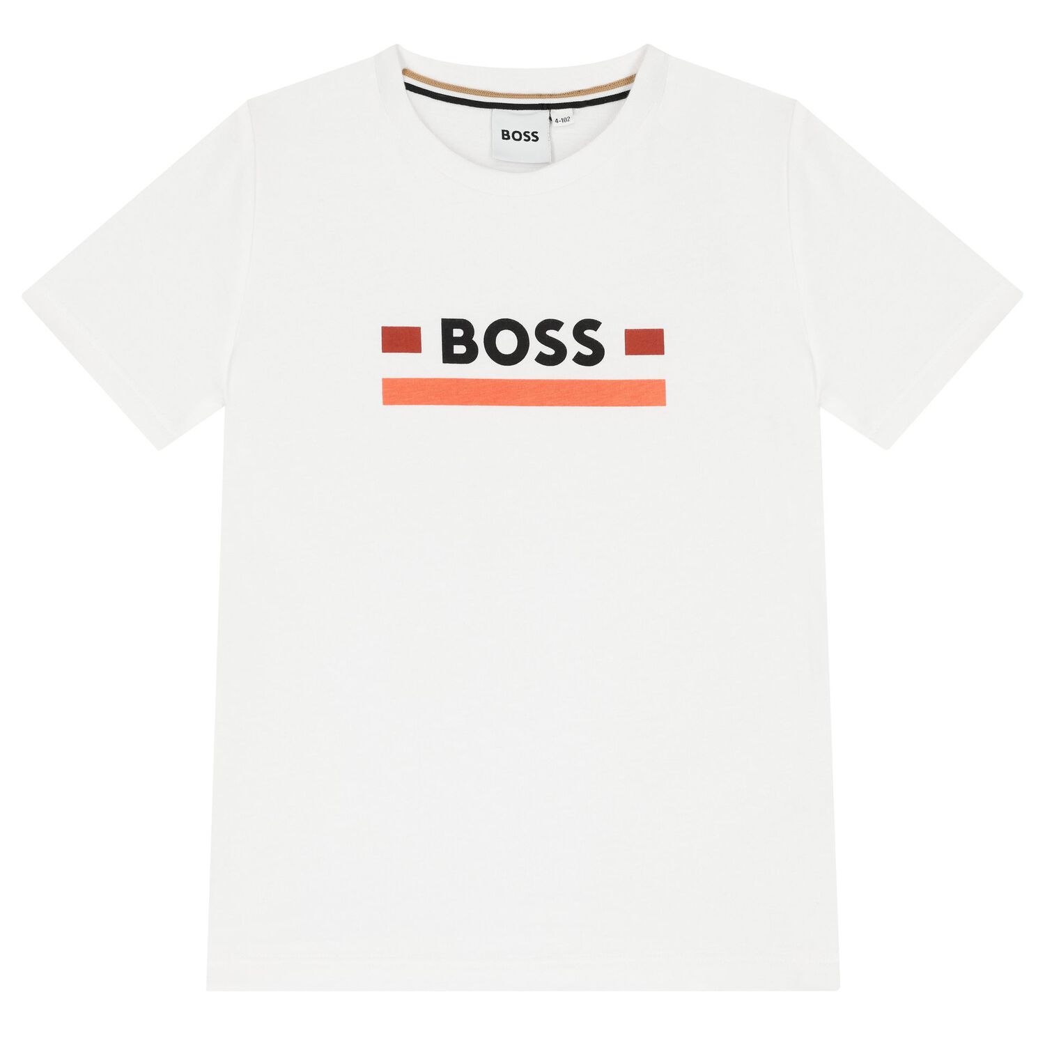 طقم شورت بالشعار باللونين الأبيض والبرتقالي للأولاد, 1, hi-res