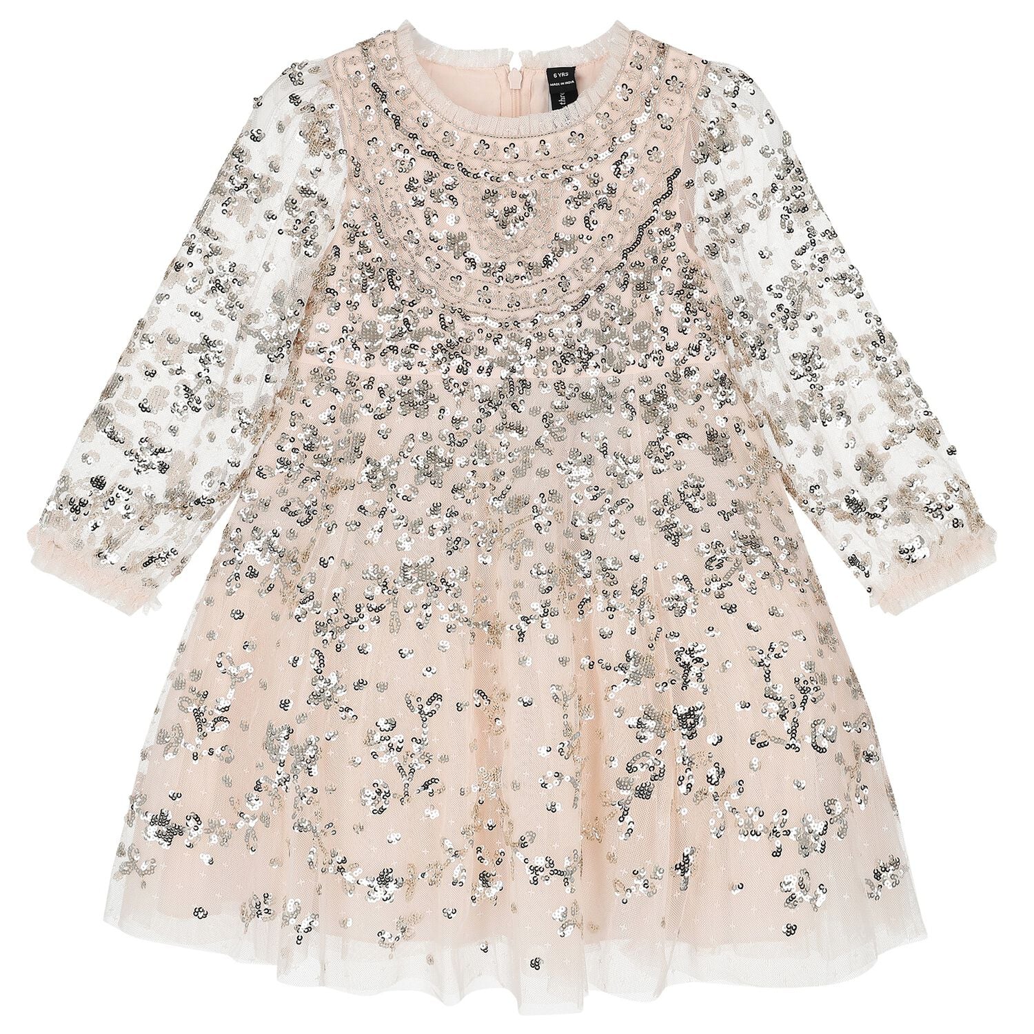 Girls Pink Sequin Tulle Dress, 1, hi-res