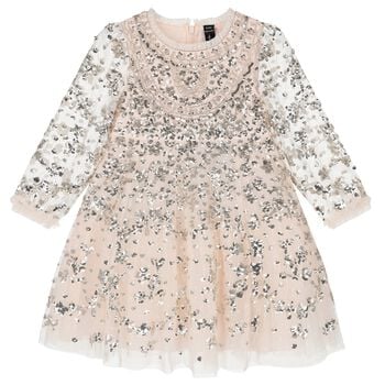 Girls Pink Sequin Tulle Dress