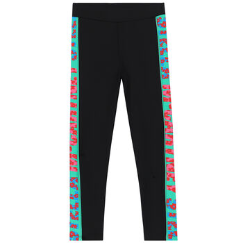 Girls Black Logo Leggings