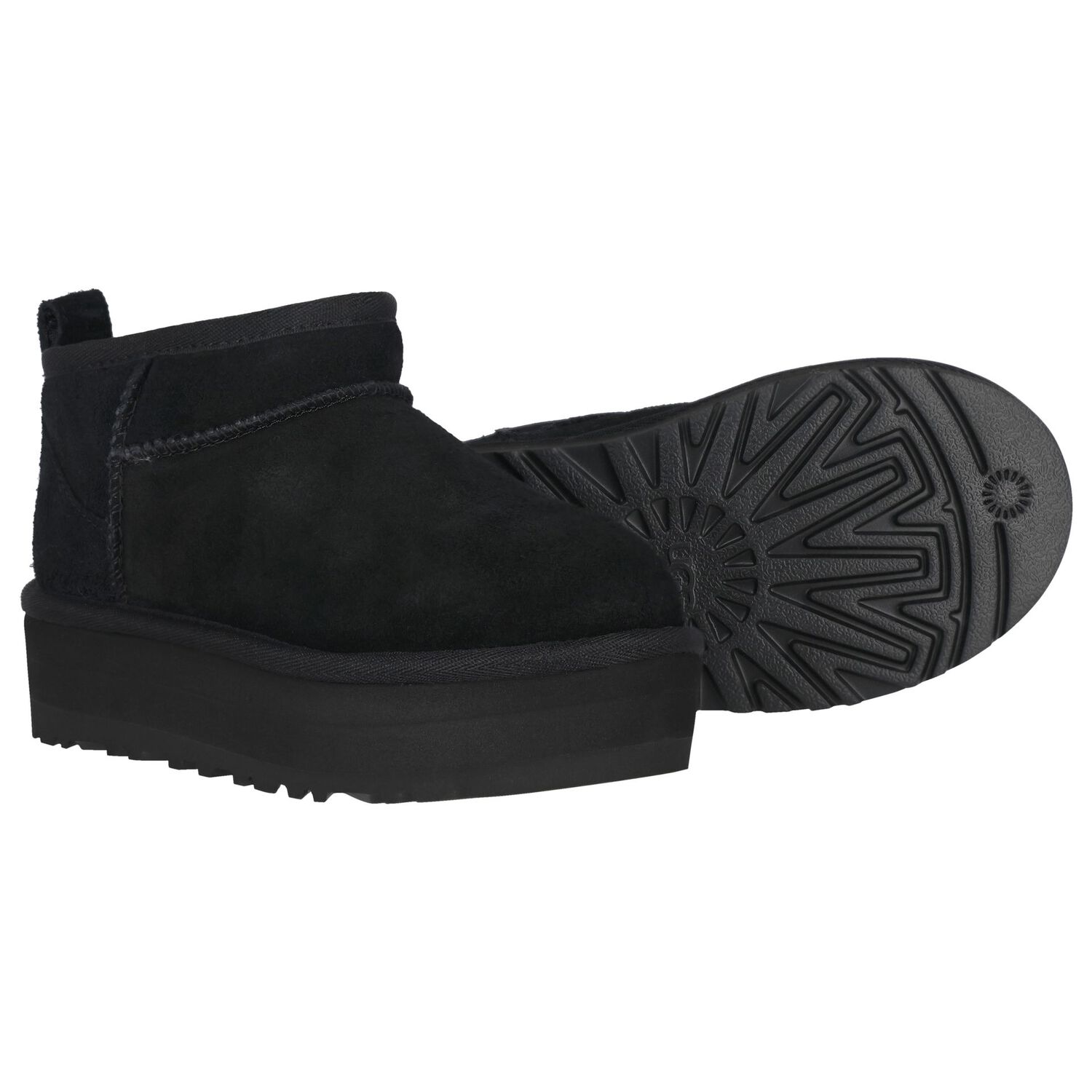 Girls Black Classic Ultra Mini Platform Suede Boots, 1, hi-res image number null