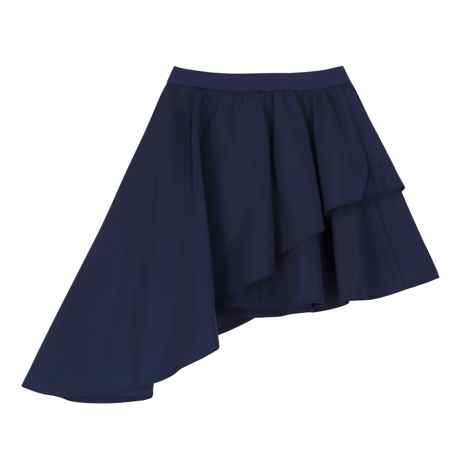 Girls Navy Asymmetric Skirt, 1, hi-res