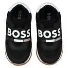 Boys Black Logo Trainers, 1, hi-res