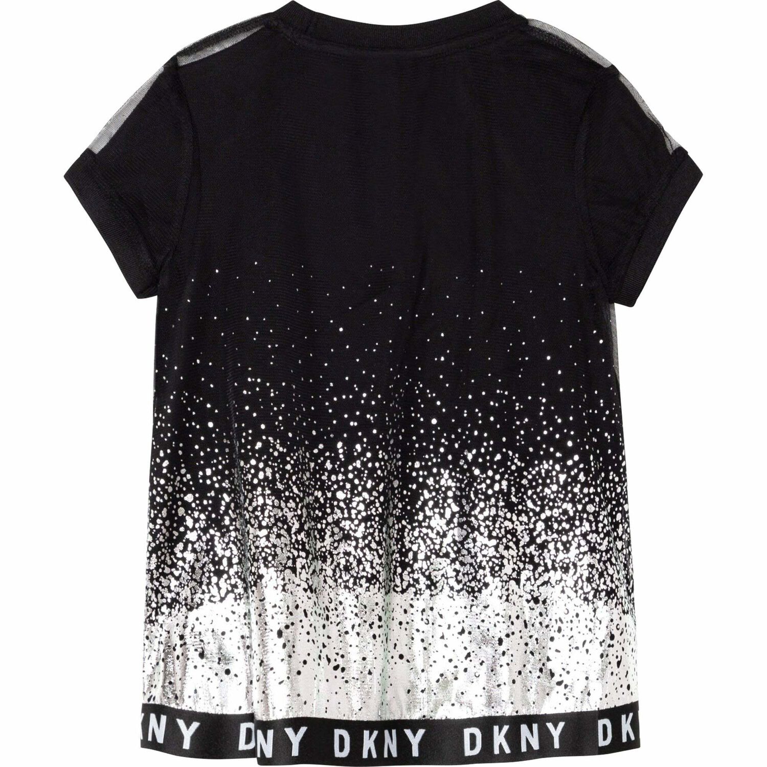 توب شبكى بالشعار باللون الاسود للبنات, 1, hi-res