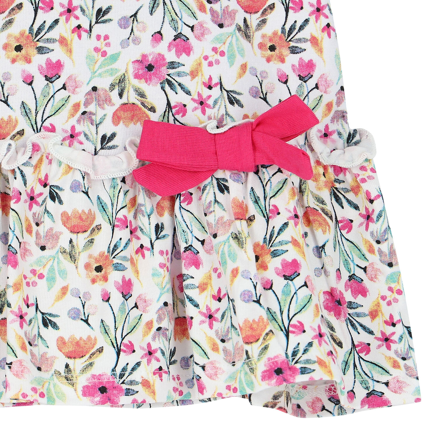 Baby Girls White Floral Dress, 1, hi-res