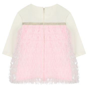 Baby Girls White & Pink Ruffled Dress