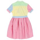 Girls Multi-Coloured Striped Dress, 1, hi-res