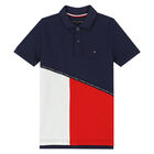 Boys Navy, White & Red Polo Shirt, 1, hi-res