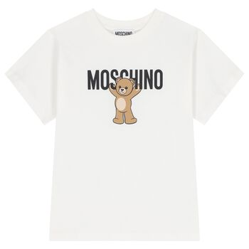 تي شيرت أبيض بشعار دب تيدي 