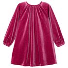 Girls Pink Sparkly Velour Dress, 1, hi-res