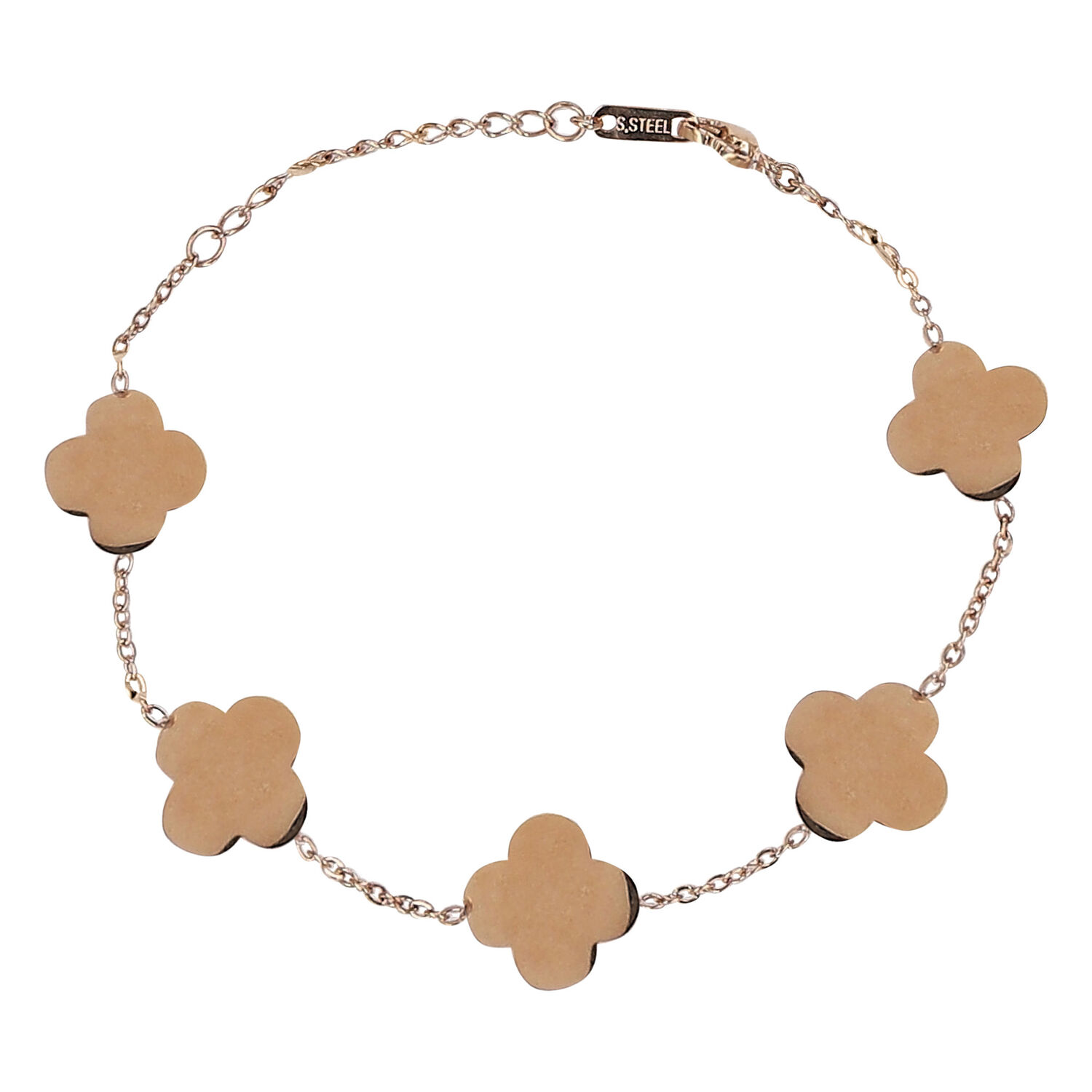 Girls Gold & Ivory Flower Bracelet, 1, hi-res