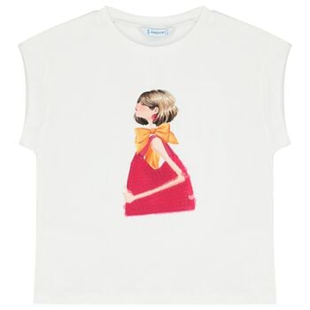 Girls White Sequin T-Shirt