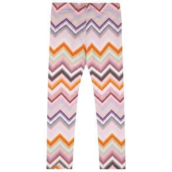 Girls Pink Zig Zag Leggings