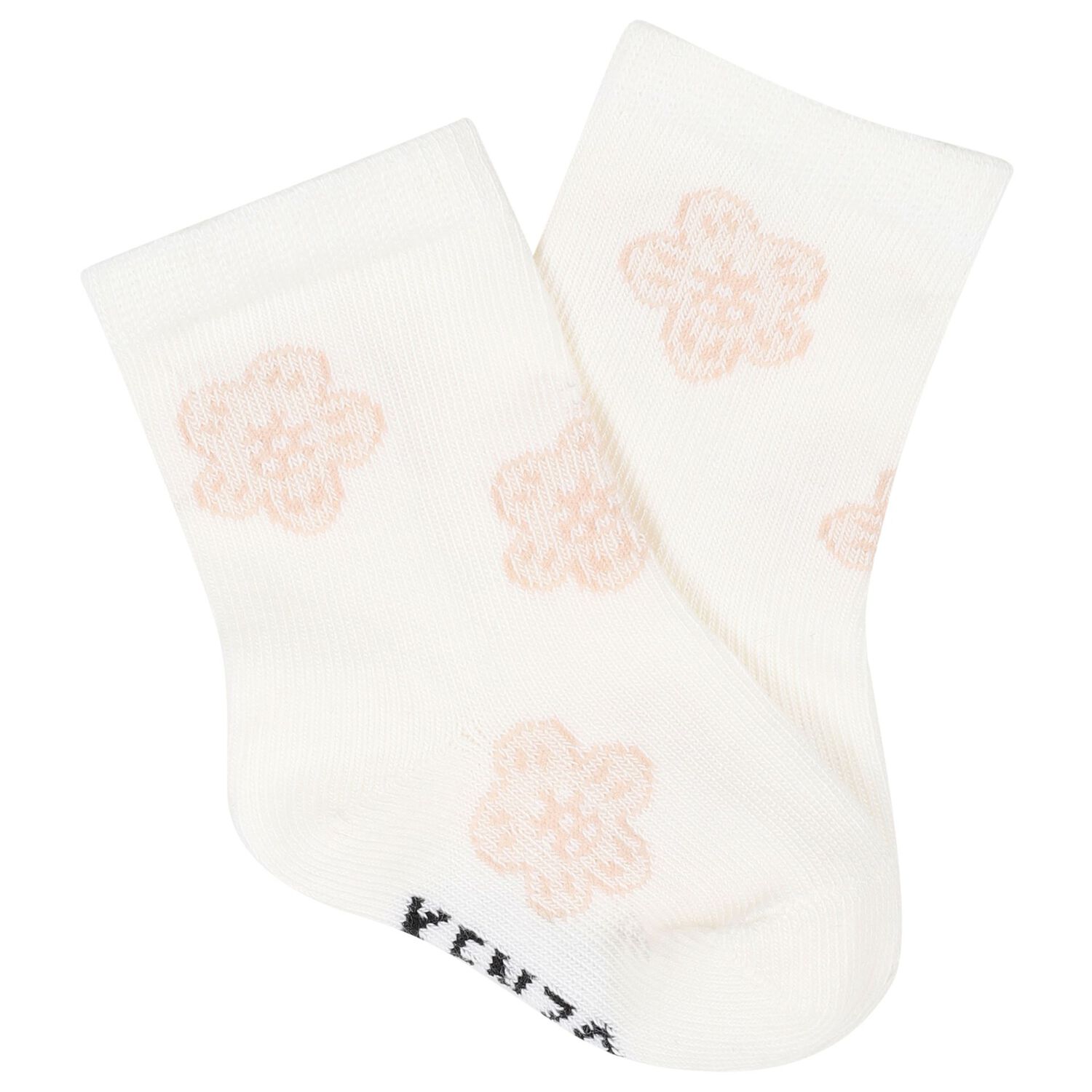 Baby Girls Pink & Ivory Flower Socks ( 2 Pack ), 1, hi-res