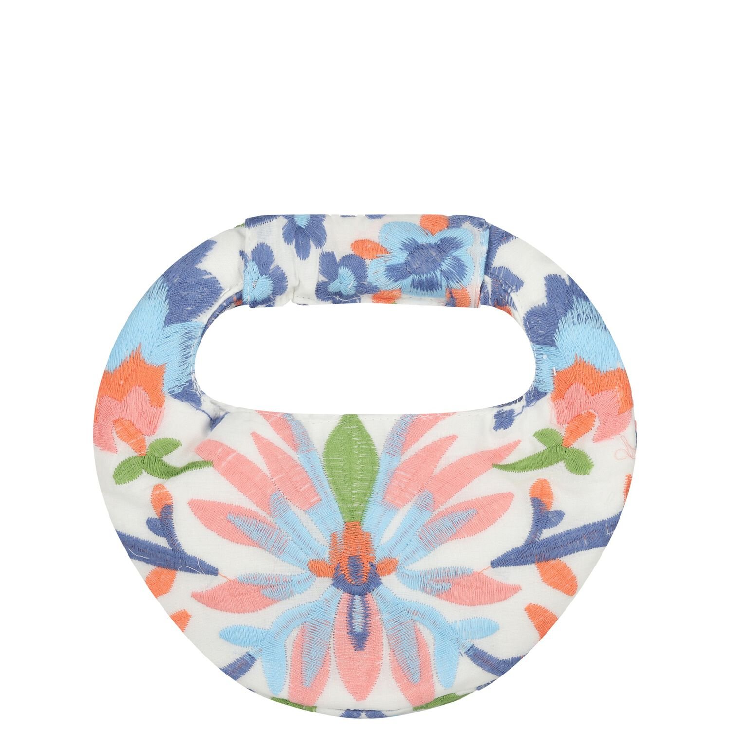 Girls White & Blue Embroidered Floral Handbag , 1, hi-res