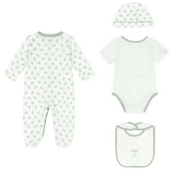 Baby White & Grey Elephant Babygrow Set