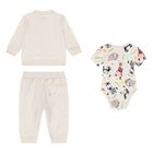 Baby Boys Beige Logo Tracksuit (3 Piece), 1, hi-res